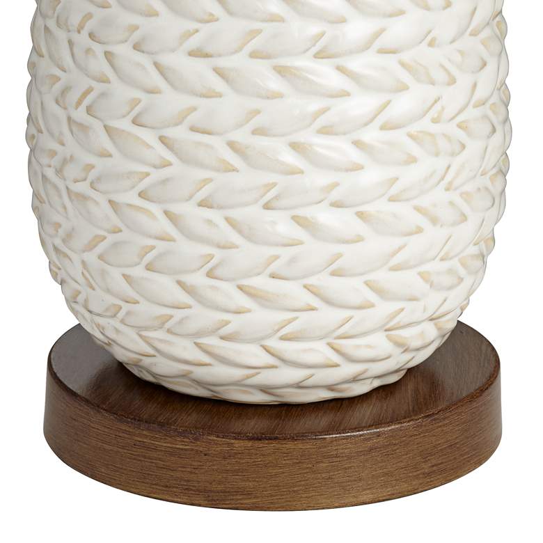 Image 6 Kingston White Ceramic Pull Chain Table Lamp With USB Dimmer more views