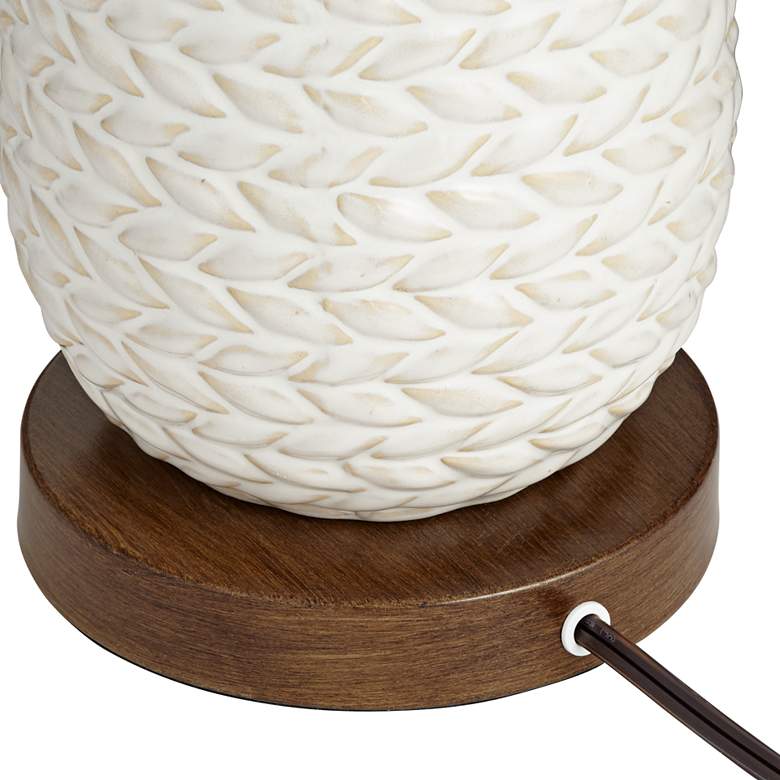 Image 7 Kingston White Ceramic Pull Chain Table Lamp With USB Dimmer more views