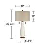 Kingston White Ceramic Pull Chain Table Lamp With USB Dimmer