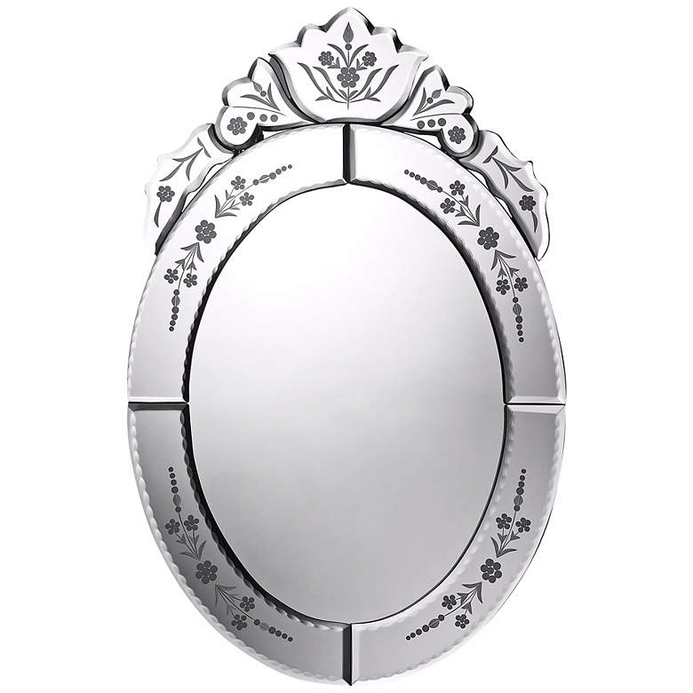 Image 1 Kingstree 20 inch High Etched Oval Wall Mirror
