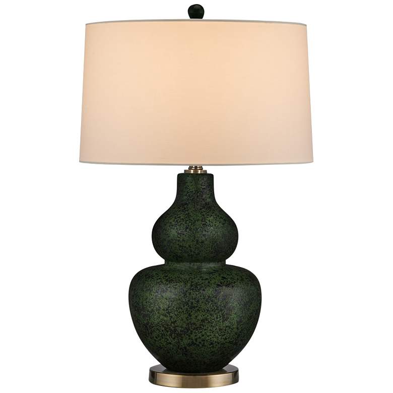 Image 2 Kinnaird Moss Green and Brass Double Gourd Table Lamp
