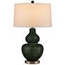 2_Kinnaird Moss Green and Brass Double Gourd Table Lamp