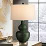 1_Kinnaird Moss Green and Brass Double Gourd Table Lamp