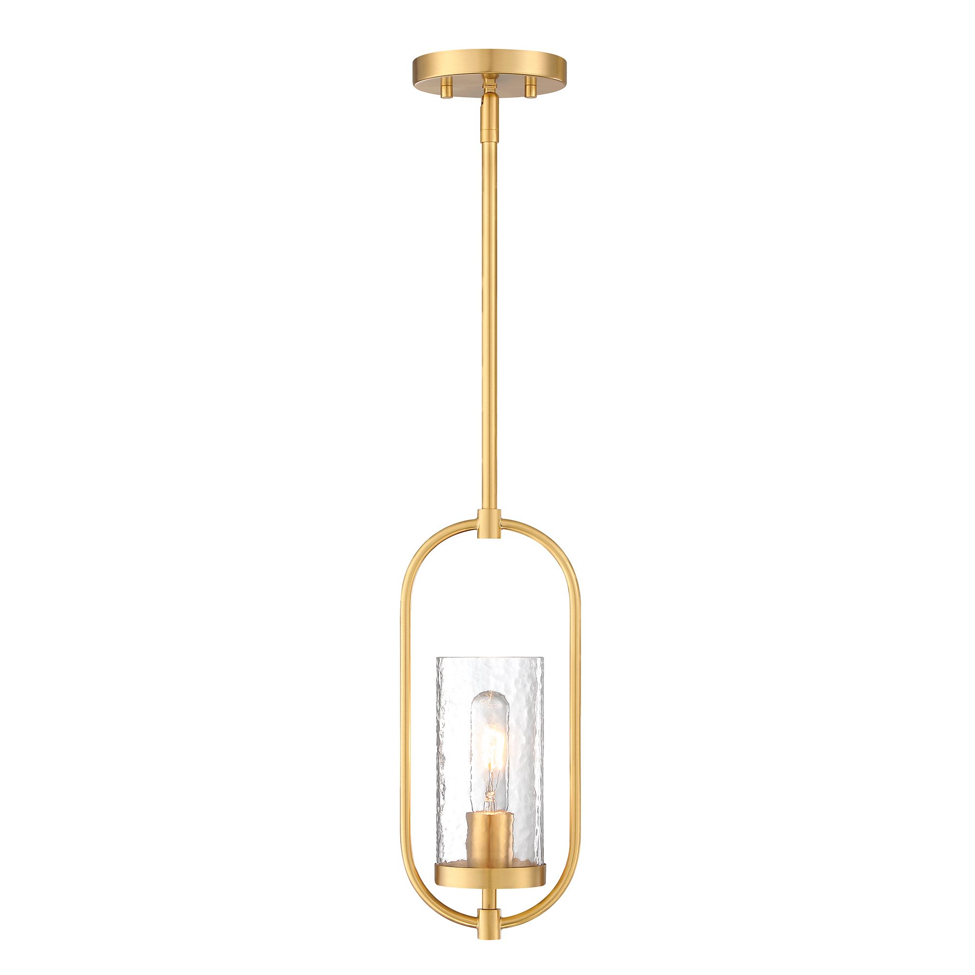 Image 2 Kinona 1-Light Brushed Gold Pendant Light with Clear Water Glass Shade