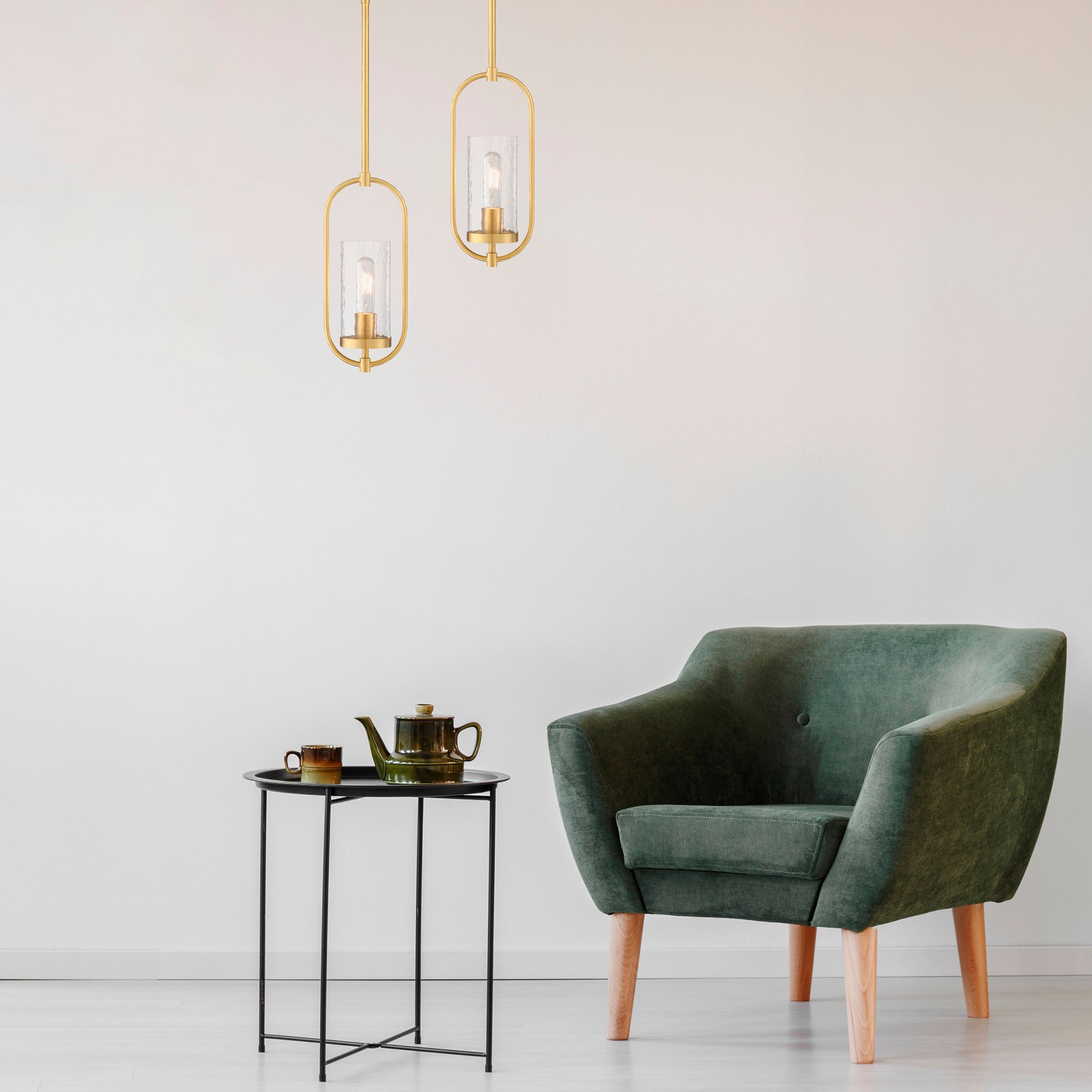 Image 5 Kinona 1-Light Brushed Gold Pendant Light with Clear Water Glass Shade more views
