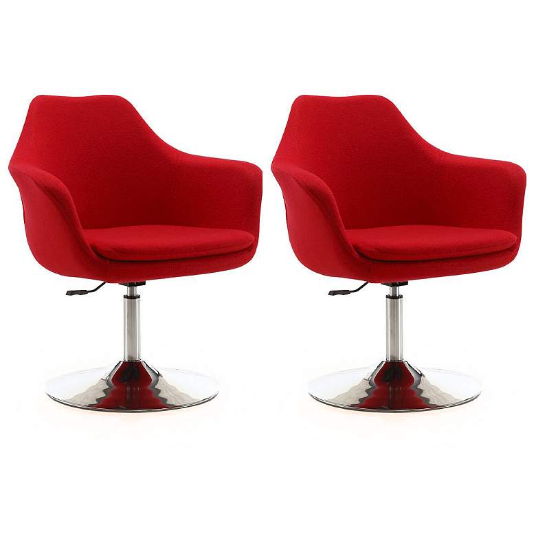 Image 1 Kinsey Adjustable Height Swivel Accent Chair in Red Set of 2