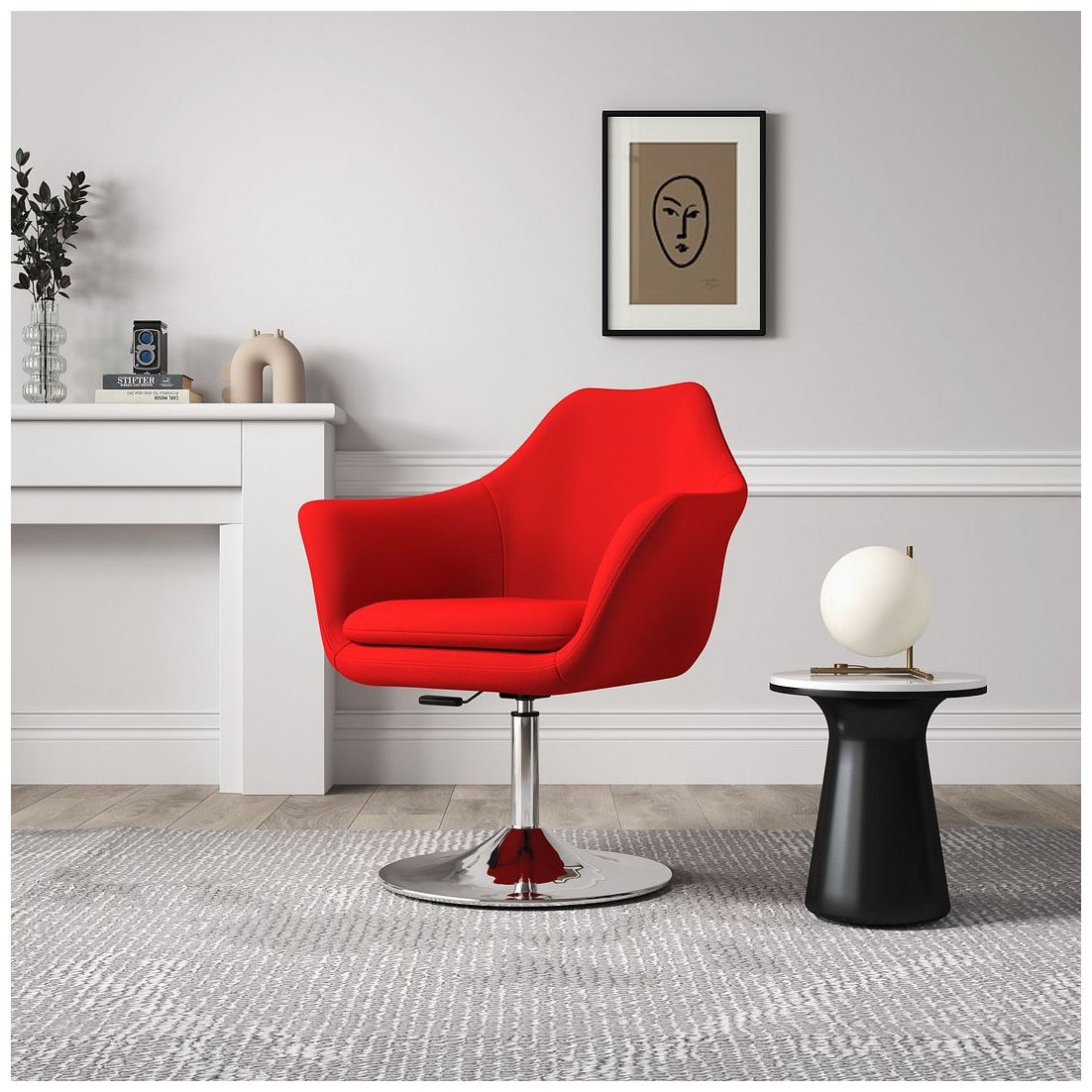 Image 3 Kinsey Adjustable Height Swivel Accent Chair in Red Set of 2 more views
