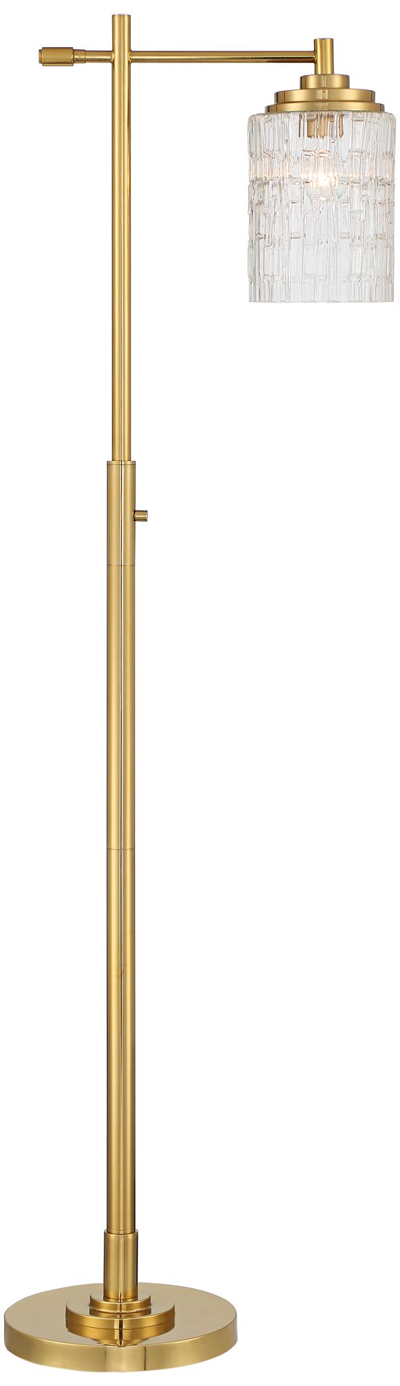 Kinsey Antique Brass Downbridge Floor Lamp with Crystal Glass Shade