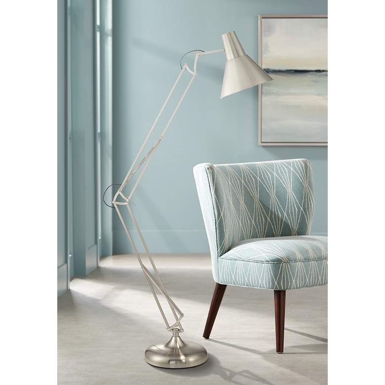 Image 1 Kinsey Brushed Nickel Adjustable Architect Floor Lamp