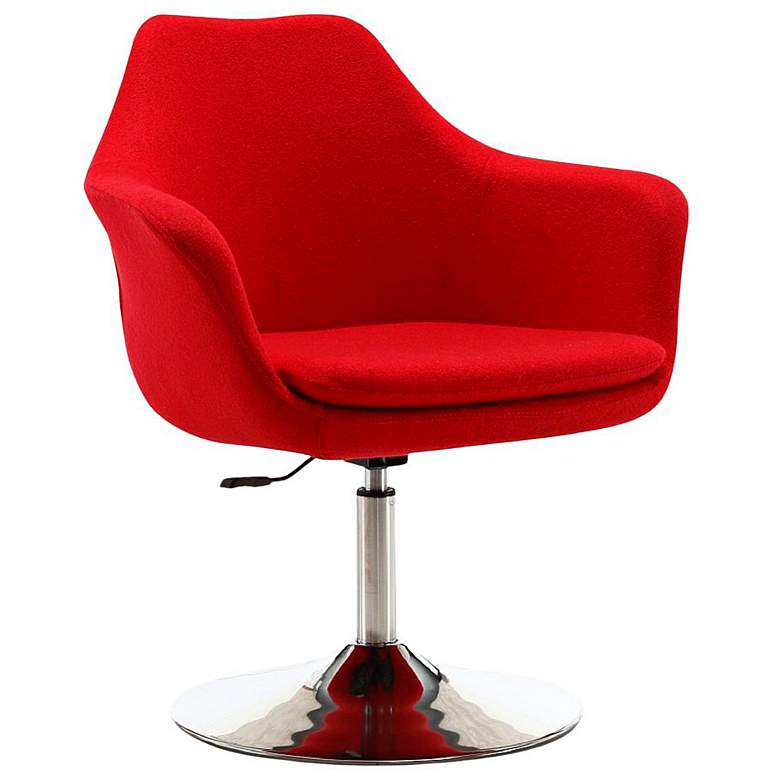 Image 2 Kinsey Red Wool Adjustable Swivel Accent Chair