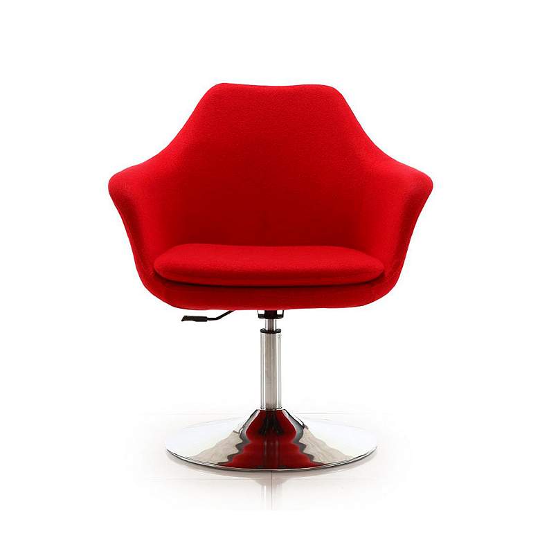 Image 5 Kinsey Red Wool Adjustable Swivel Accent Chair more views