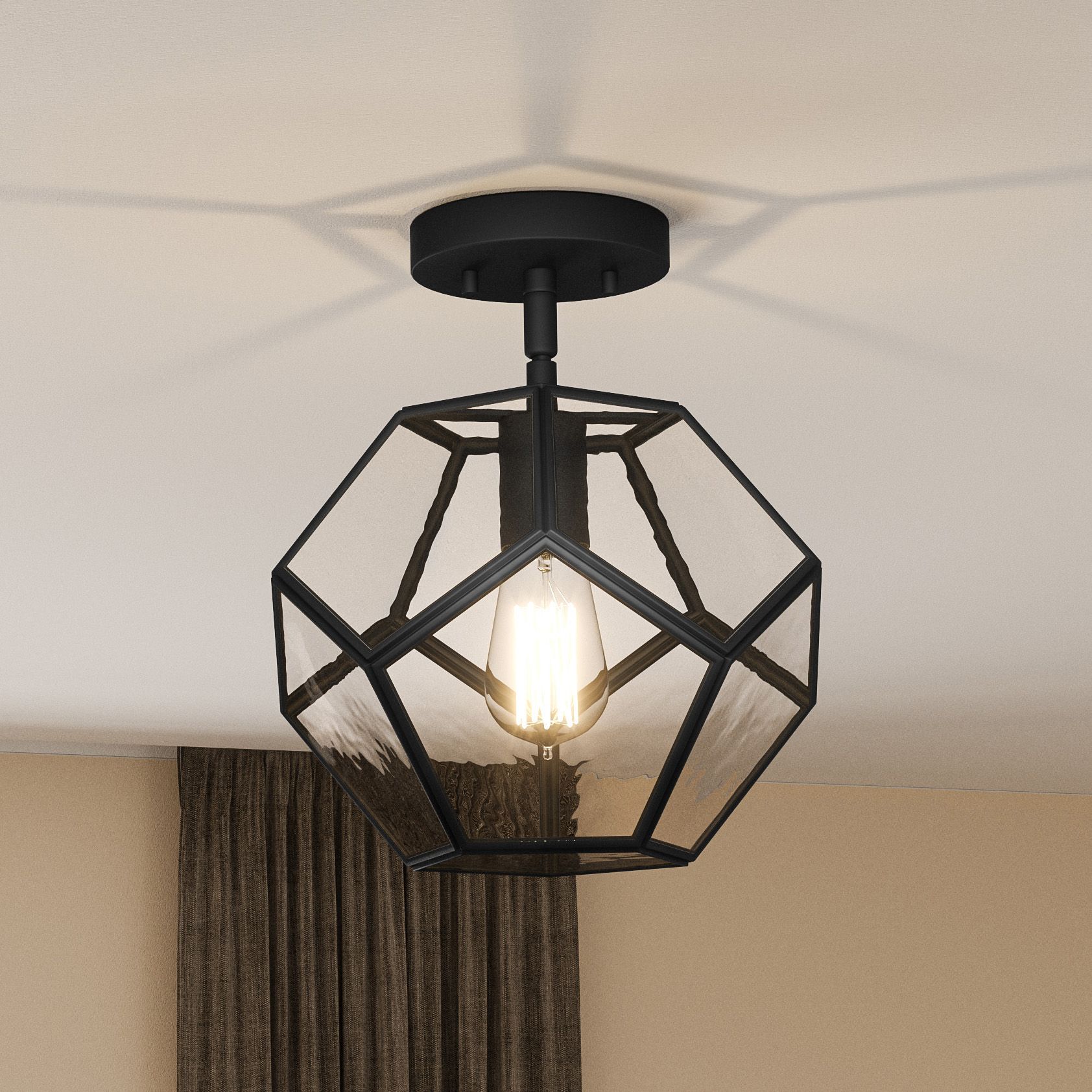 Image Kinslee 1-Light Matte Black Semi-Flush Mount