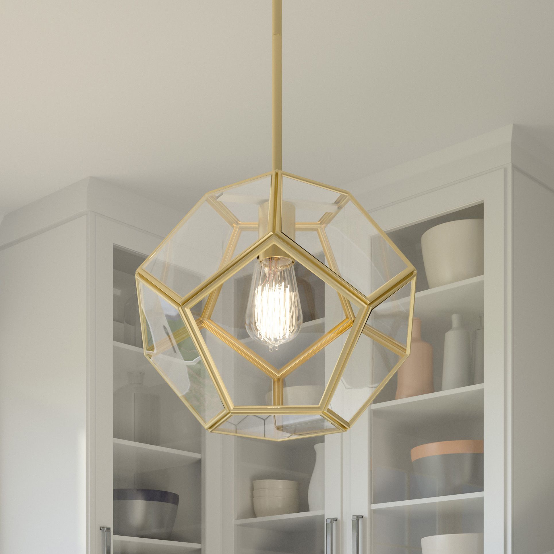Image Kinslee 1-Light Polished Brass Mini Pendant