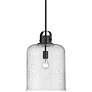 1_Kinsley 12" Wide Matte Black Mini Pendant with Seeded Glass