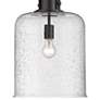 2_Kinsley 12" Wide Matte Black Mini Pendant with Seeded Glass more views