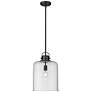 4_Kinsley 12" Wide Matte Black Mini Pendant with Seeded Glass more views