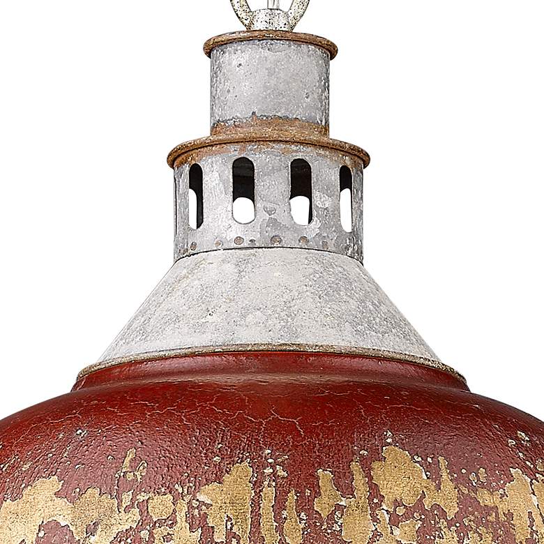 Image 3 Kinsley 14 inch Aged Galvanized Steel 1-Light Pendant With Antique Red more views