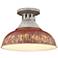 Kinsley 14" Aged Galvanized Steel 1-Light Semi-Flush With Antique Red