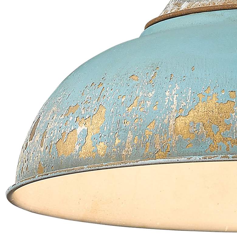 Image 3 Kinsley 14 inch Aged Galvanized Steel and Teal Blue Rustic Ceiling Light more views