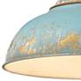 Kinsley 14" Aged Galvanized Steel and Teal Blue Rustic Ceiling Light