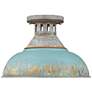 Thumbnail4 of Kinsley 14" Aged Galvanized Steel and Teal Blue Rustic Ceiling Light more views