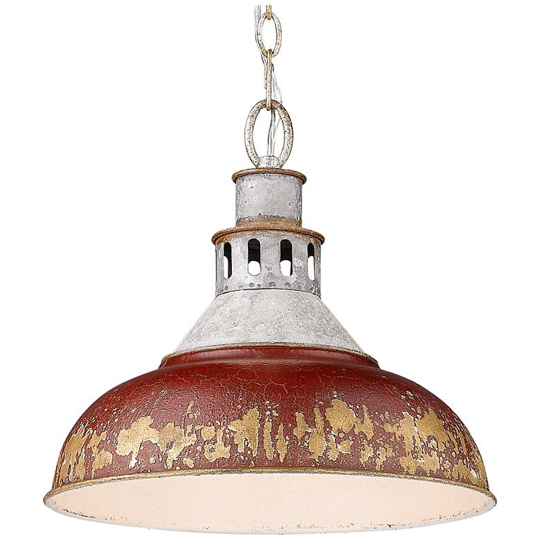 Image 2 Kinsley 14" Wide Aged galvanized Antique Red Pendant Light