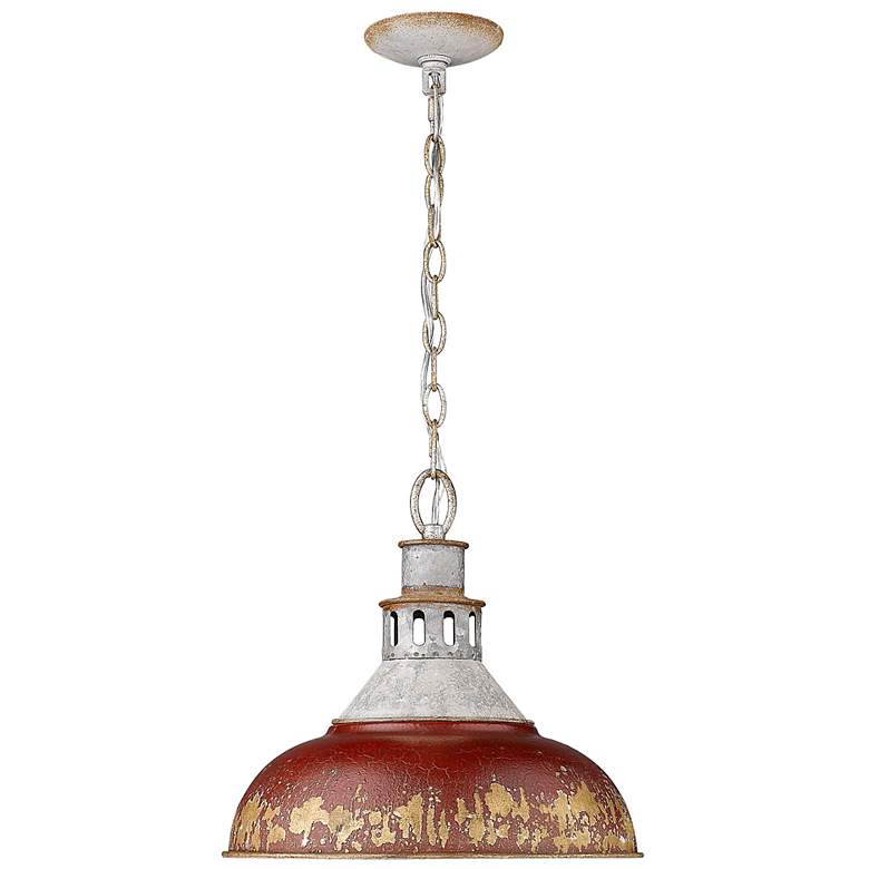 Image 4 Kinsley 14" Wide Aged galvanized Antique Red Pendant Light more views
