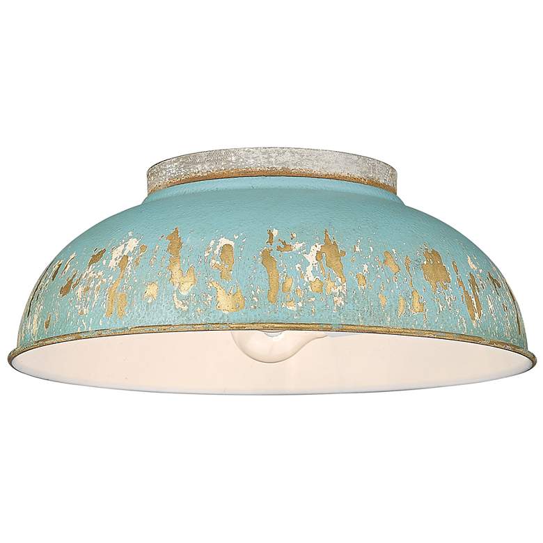 Image 2 Kinsley 14" Wide Antique Teal Bowl Ceiling Light