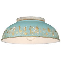 Kinsley 14" Wide Antique Teal Bowl Ceiling Light