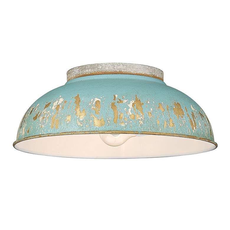Image 3 Kinsley 14" Wide Antique Teal Bowl Ceiling Light more views