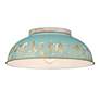 3_Kinsley 14" Wide Antique Teal Bowl Ceiling Light more views