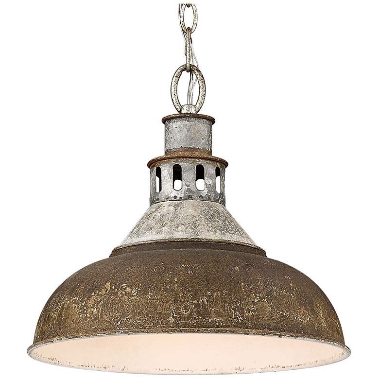 Image 2 Kinsley 14"W Aged Galvanized with Antique Rust Pendant Light