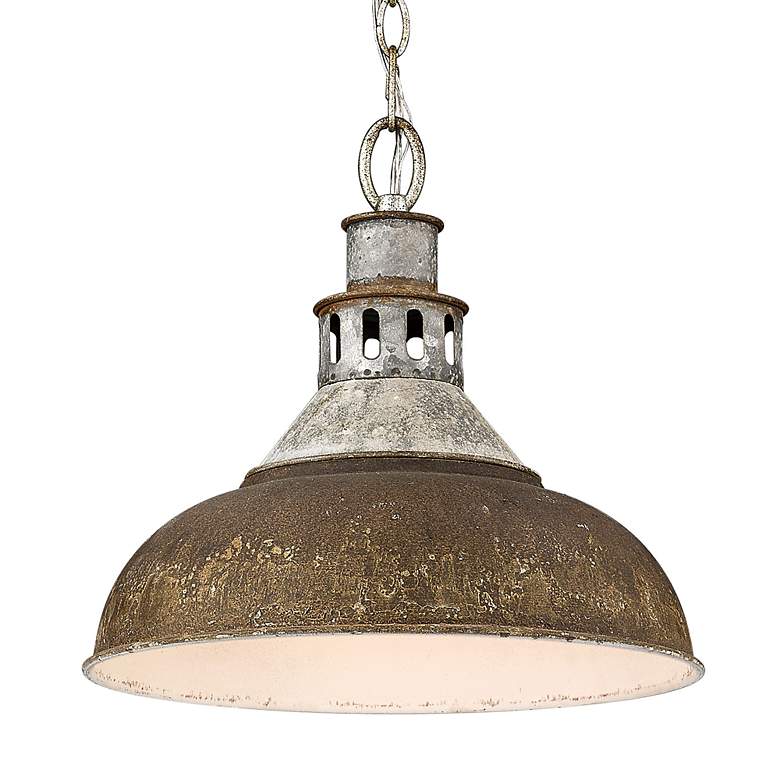 Image 3 Kinsley 14"W Aged Galvanized with Antique Rust Pendant Light more views