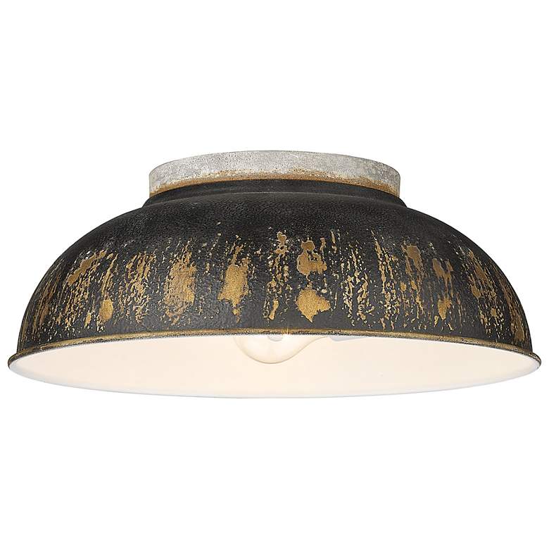 Image 2 Kinsley 14"W Galvanized Antique Black 2-Light Ceiling Light