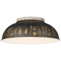 Kinsley 14"W Galvanized Antique Black 2-Light Ceiling Light