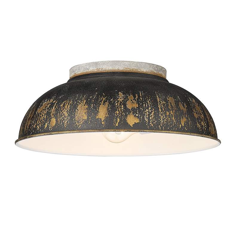 Image 3 Kinsley 14"W Galvanized Antique Black 2-Light Ceiling Light more views