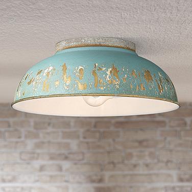 Kinsley 14" Wide Antique Teal Bowl Ceiling Light