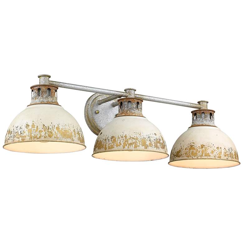 Image 2 Kinsley 29" Wide Steel and Antique Ivory 3-Light Bath Light