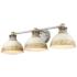 Kinsley 29" Wide Steel and Antique Ivory 3-Light Bath Light
