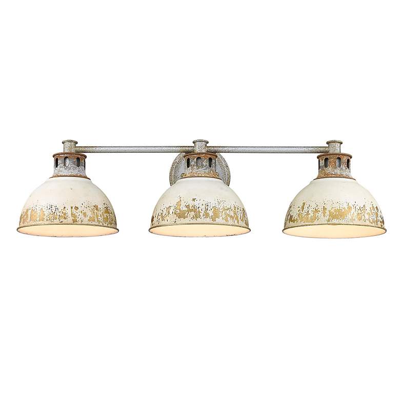 Image 4 Kinsley 29" Wide Steel and Antique Ivory 3-Light Bath Light more views