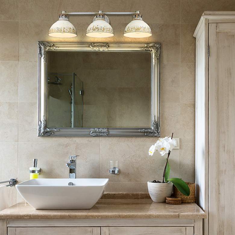 Image 6 Kinsley 29" Wide Steel and Antique Ivory 3-Light Bath Light more views