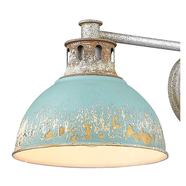 Image 3 Kinsley 29"W Galvanized Steel and Teal 3-Light Bath Light more views