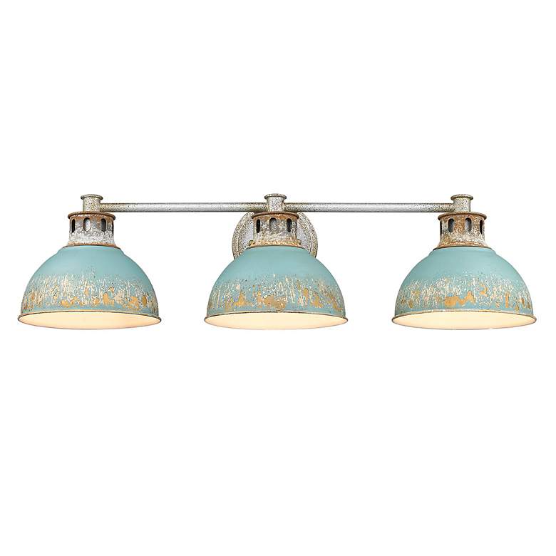 Image 4 Kinsley 29"W Galvanized Steel and Teal 3-Light Bath Light more views