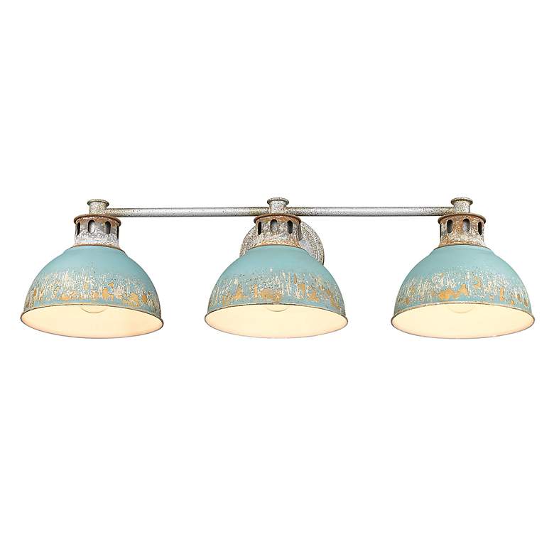 Image 5 Kinsley 29"W Galvanized Steel and Teal 3-Light Bath Light more views