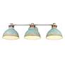 5_Kinsley 29"W Galvanized Steel and Teal 3-Light Bath Light more views