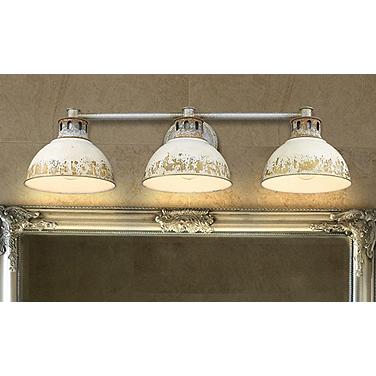 Kinsley 29" Wide Steel and Antique Ivory 3-Light Bath Light
