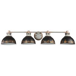 Kinsley 4-Light Vanity Light in Aged Galvan Steel with Antique Black Iron