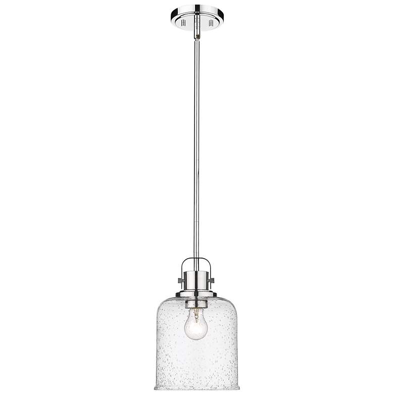 Image 1 Kinsley 8" Wide Chrome and Seeded Glass Mini Pendant