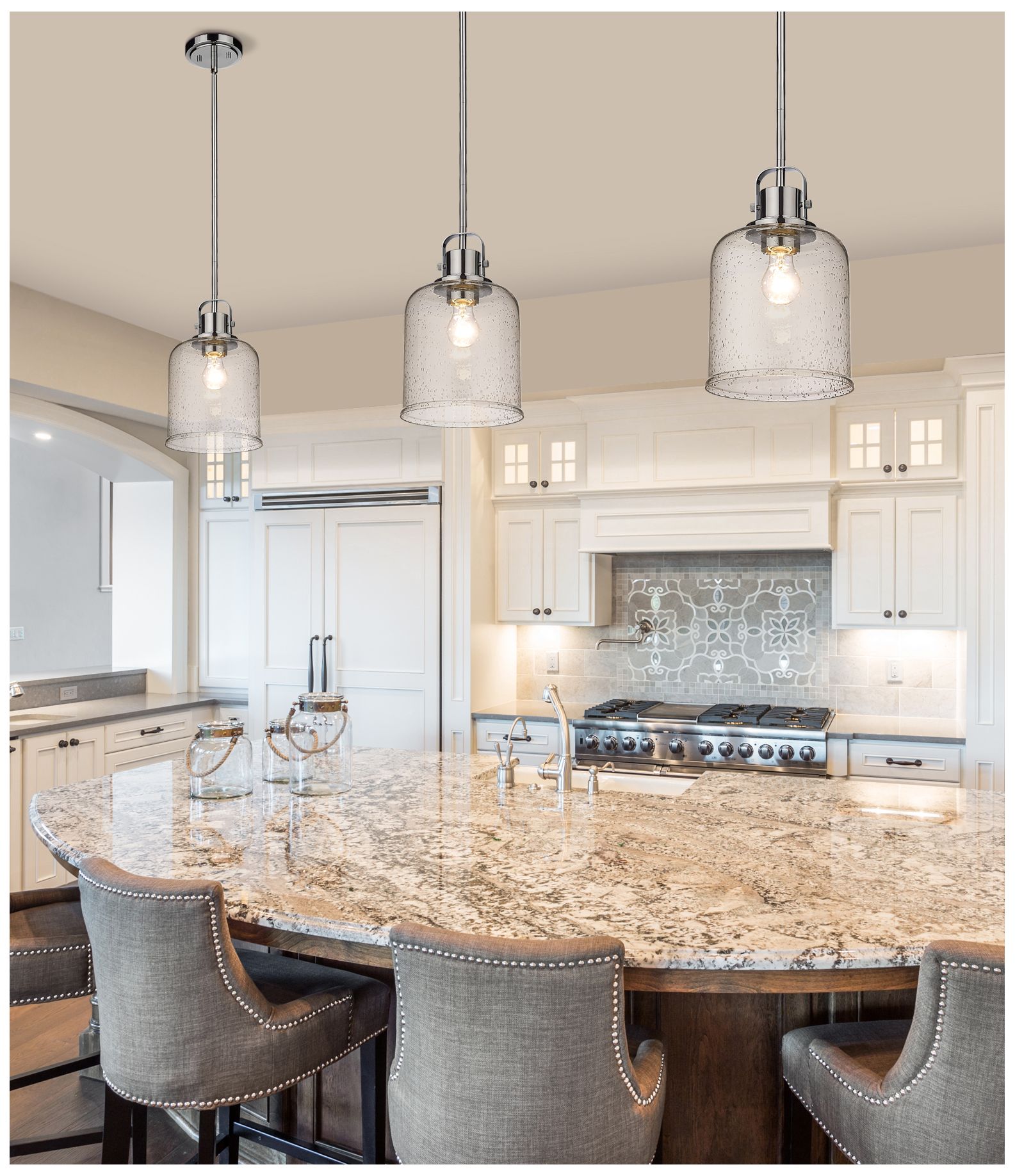 Image 3 Kinsley 8" Wide Chrome and Seeded Glass Mini Pendant more views