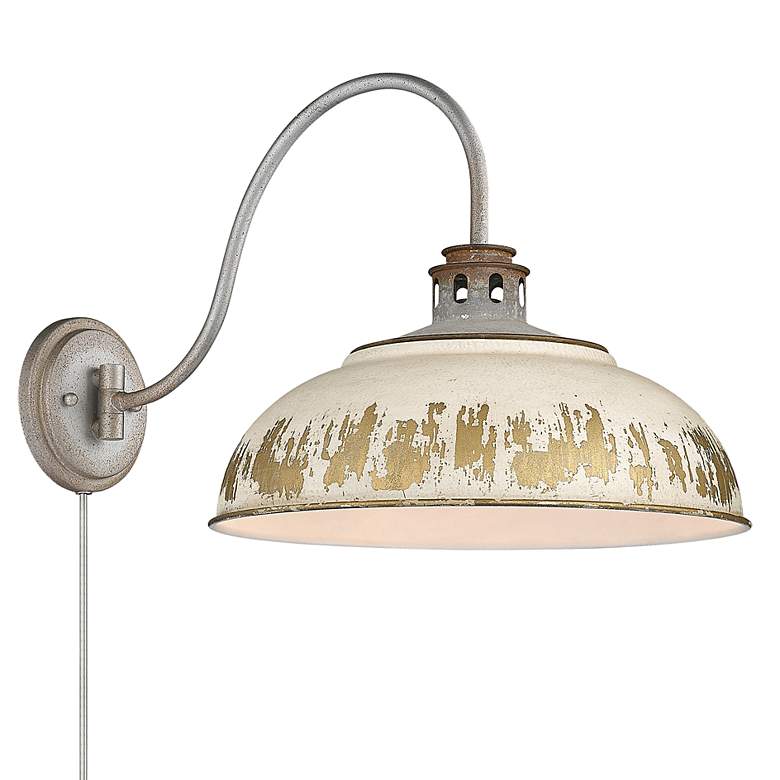 Image 1 Kinsley Aged Galvanized Steel 1-Light Swing Arm with Antique Ivory